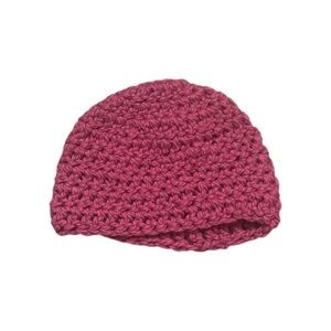 Handmade 100% cotton dark pink beanie hat